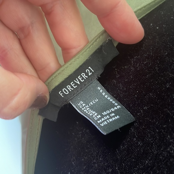 FOREVER21 | Women’s Sage Satin Asymmetrical Midi Slip Dress with Side Slit Small - Picture 9 of 9